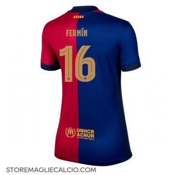 Barcelona Fermin Lopez #16 Maglia Gara Casa Repliche 2024-25 Donna Maniche Corte